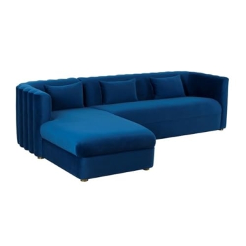 TOV Luxury Velvet Sectional in Navy - Stylish & Comfortable