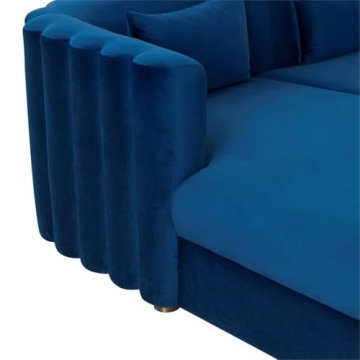 TOV Luxury Velvet Sectional in Navy - Stylish & Comfortable