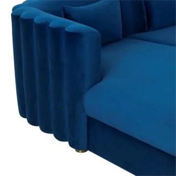TOV Luxury Velvet Sectional in Navy - Stylish & Comfortable