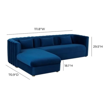 TOV Luxury Velvet Sectional in Navy - Stylish & Comfortable