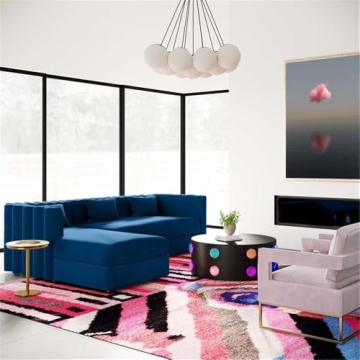 TOV Luxury Velvet Sectional in Navy - Stylish & Comfortable