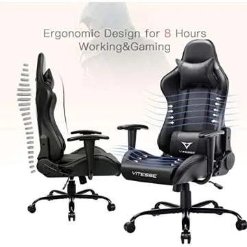Ergonomic Gaming Gamer Chair for Adults, 330 lbs PC Computer Chair, Racing Gaming Office Chair, Silla Gamer Height Adjustable Swivel Chair with Lumbar Support and Headrest
