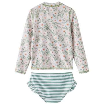 LIBREDGE Toddler Girls Swimsuit 2 Pieces Long Sleeve Rash Guard Set 5t Bathing Suit Summer Kids Swim...