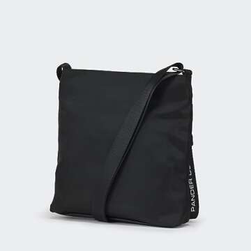 Pander Crossbody Bags for Women, Small Nylon Purse with Adjustable Shoulder Strap, Ideal Travel Accessory (Black)