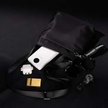 Pander Crossbody Bags for Women, Small Nylon Purse with Adjustable Shoulder Strap, Ideal Travel Accessory (Black)