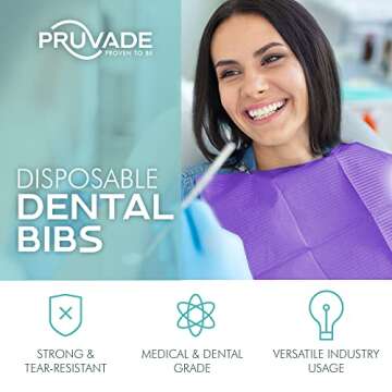 Pruvade Dental Bibs - 500 Pack Adult Disposable Bibs for Dentist, Eating, Tattooing - 13" x 18" Black - 3-Ply Waterproof Medical Sheets for Piercing, Tattoo Table Station, Nail Techs, Patient Hygiene