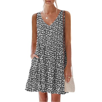 Stylish Women Mini Summer Dress with Sleeves and Pockets