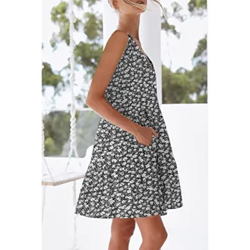 Stylish Women Mini Summer Dress with Sleeves and Pockets