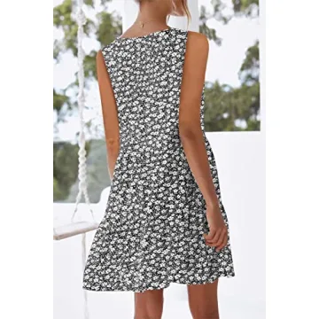 Stylish Women Mini Summer Dress with Sleeves and Pockets