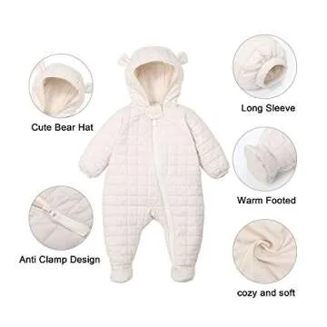 Baby Girl Boy Snowsuit 0-3 months Down Jacket Hooded Romper Jumpsuit Infant Spring Winter Outwear