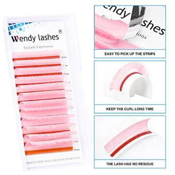 Eyelash Extension 0.07mm Volume Lash Extensions C/D Curl Light Pink Easy Fan Rapid Blooming Lashes 1...