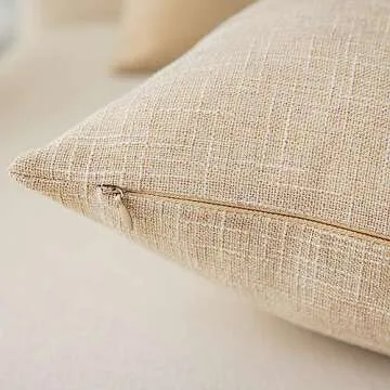 Kevin Textile Textural Faux Linen Throw Cushion Pillow Covers - Set of 2 (Cream Beige, 55x55CM)