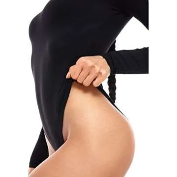 INLYRIC Women's Natrelax Long Sleeve Bodysuit Mock Turtleneck Women Slimming Tops Thermal Underwear Stretchy Jumpsuits Black XX-Small