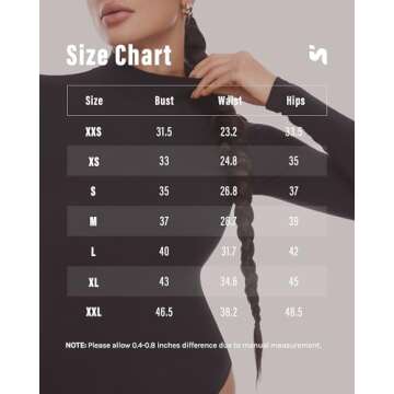 INLYRIC Women's Natrelax Long Sleeve Bodysuit Mock Turtleneck Women Slimming Tops Thermal Underwear Stretchy Jumpsuits Black XX-Small