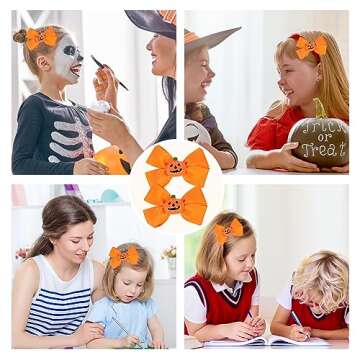 Adorable Halloween Pumpkin Hair Bows for Kids
