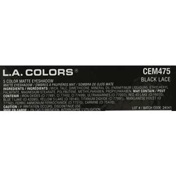 L.A. COLORS 5 Color Matte Eyeshadow, Black Lace, 0.08 Oz