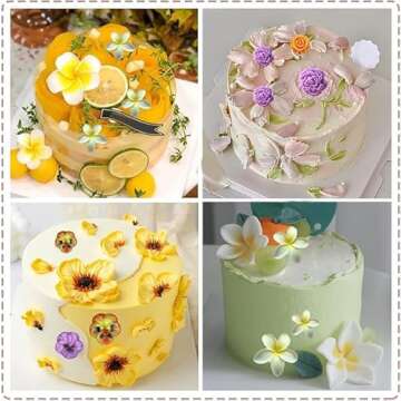 ZiXiang Flower Silicone Molds Plumeria Peony Rose Pansy Fondant Mold For Cake Decorating Cupcake Topper Jelly Candy Polymer Clay Chocolate Gum Paste Set of 4