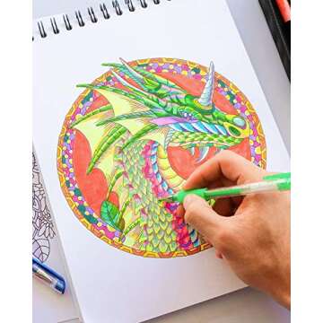 ColorIt Colorful Dragons Adult Coloring Book, Volume I - 50 Single-Sided Designs, Thick Smooth Paper, Lay Flat Hardback Covers, Spiral Bound, Dragon Coloring Pages