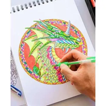 ColorIt Colorful Dragons Adult Coloring Book, Volume I - 50 Single-Sided Designs, Thick Smooth Paper, Lay Flat Hardback Covers, Spiral Bound, Dragon Coloring Pages