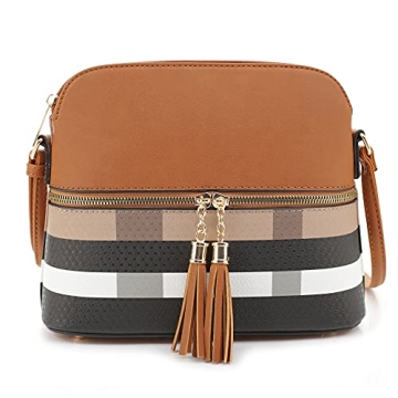 Stylish Eco-Friendly Medium Plaid Dome Crossbody Bag