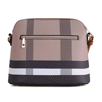 Stylish Eco-Friendly Medium Plaid Dome Crossbody Bag