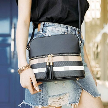 Stylish Eco-Friendly Medium Plaid Dome Crossbody Bag