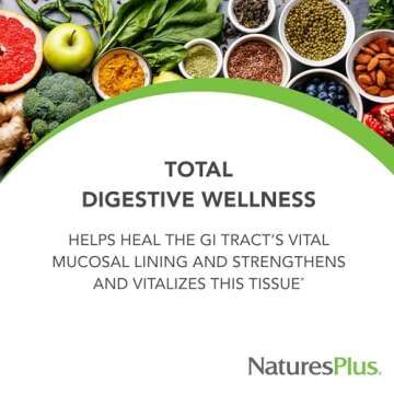 Natures Plus GI Natural Total Digestive Wellness - 90 Bi-Layered Tablets - with L-Glutamine, Probiot...