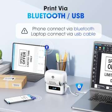 Phomemo M250 Label Maker Machine with Tape, 3 Inch Thermal Label Maker, 2025 Upgrade Portable Barcod...