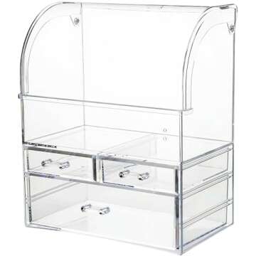Spacious Acrylic Makeup Organizer with Lid for Cosmetics