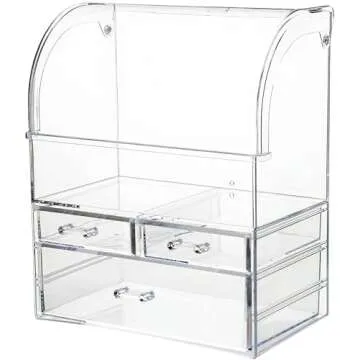 Spacious Acrylic Makeup Organizer with Lid for Cosmetics