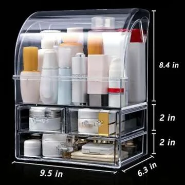 Spacious Acrylic Makeup Organizer with Lid for Cosmetics