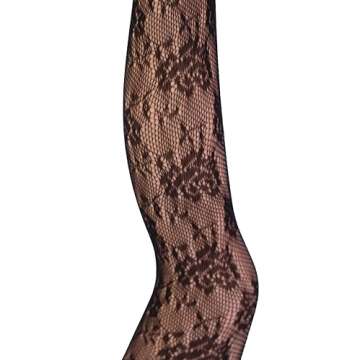 TBFT Shanghai Guling one pair sexy stockings Nylon Black fishnet tights for women high waist lace leggings Christmas party rose pattern one size(BLACK)