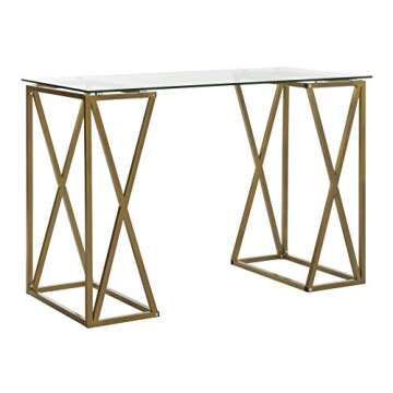 Stylish Safavieh Gold Glass Top Desk for Modern Spaces