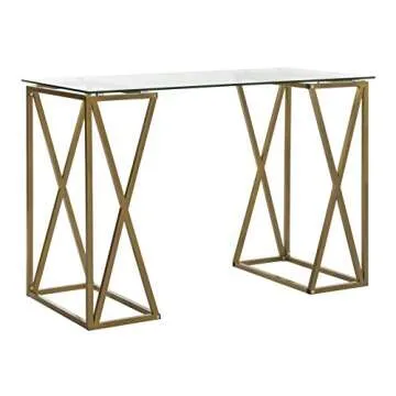 Stylish Safavieh Gold Glass Top Desk for Modern Spaces
