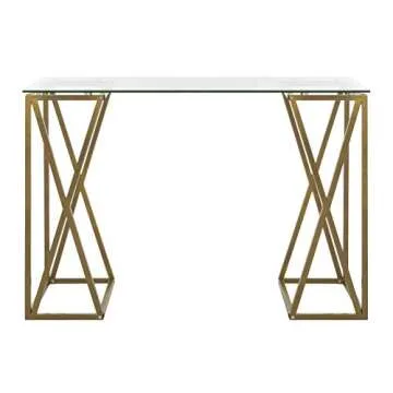 Stylish Safavieh Gold Glass Top Desk for Modern Spaces