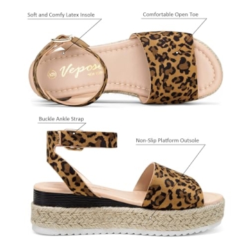 Vepose Women's Comfortable Espadrille Wedge Sandals