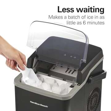 Hamilton Beach Bullet Countertop Ice Maker Machine, Makes 26 Lbs/Day, 9 Cubes Every 6 Minutes, Self-...