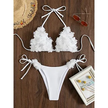 GORGLITTER Women's Trendy Appliques Bikini Set for Beach Fun