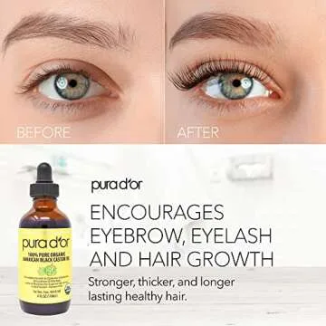 PURA D'OR Organic Jamaican Black Castor Oil for Beauty