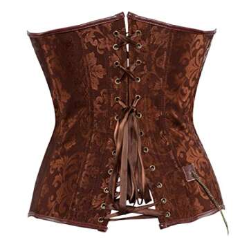 frawirshau Steampunk Brown Corset Top - Elegant Hourglass Figure