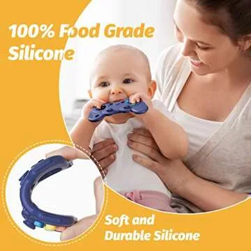 NCVI Christmas Baby Game Controller Toy 0-12 Months, Infant Video Gaming Controller Teether Toy with Joystick for Babies Chew and Teething Relief, Food-Grade Silicone for Newborn, BPA-Free