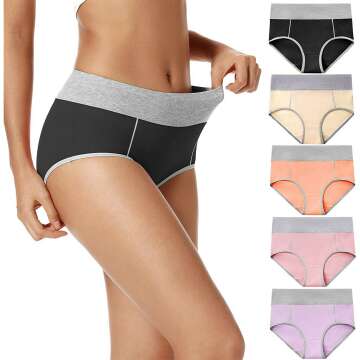 POKARLA High Waisted Cotton Underwear - 5-Pack for Comfort