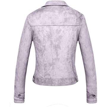 CHARTOU Women's Fall 2023 Fashion Faux Suede Leather Casual Moto Biker Jacket Coats (Small, LGrey)