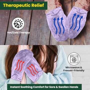 Herbal Concepts Comfort Mitts Hot and Cold Aromatherapy Gloves with 12 Herbs for Arthritis, Trigger Finger, Carpal Tunnel Microwavable Hand Warmer Gloves Charcoal (Lavender)