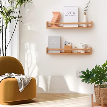 TREOAKWIS Natural Wood Floating Shelves for Stylish Home Decor