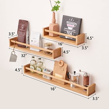 TREOAKWIS Natural Wood Floating Shelves for Stylish Home Decor