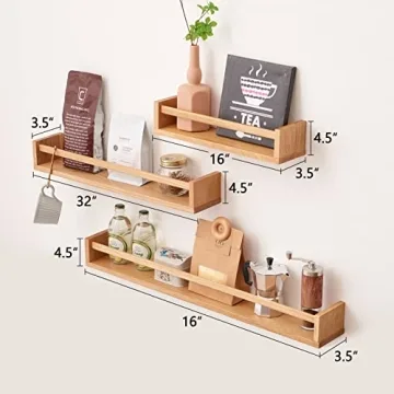 TREOAKWIS Natural Wood Floating Shelves for Stylish Home Decor