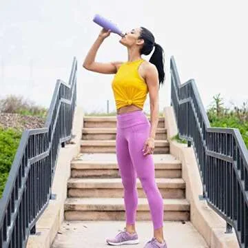 S'well Stainless Steel Water Bottle-Triple-Layered Vacuum-Insulated Containers Keeps Drinks Cold for 41 Hours and Hot for 18-with No Condensation-BPA Free, 17 Fl Oz, Soft Touch Purple Heat