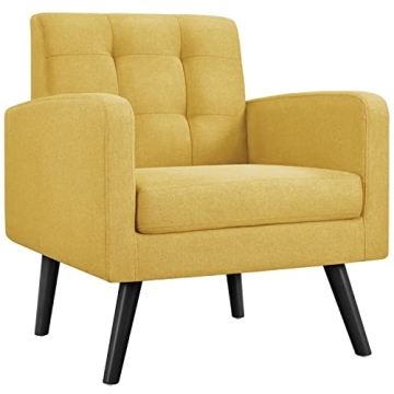 Yaheetech Mid-Century Accent Chairs, Modern Upholstered Living Room Chair, Cozy Armchair Button Tuft...