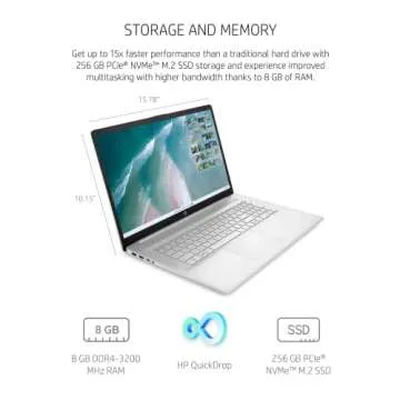 HP 17-inch Laptop, 11th Generation Intel Core i5-1135G7, Iris Xe Graphics, 8 GB RAM, 256 GB SSD, Windows 11 Home (17-cn0025nr,Natural Silver)